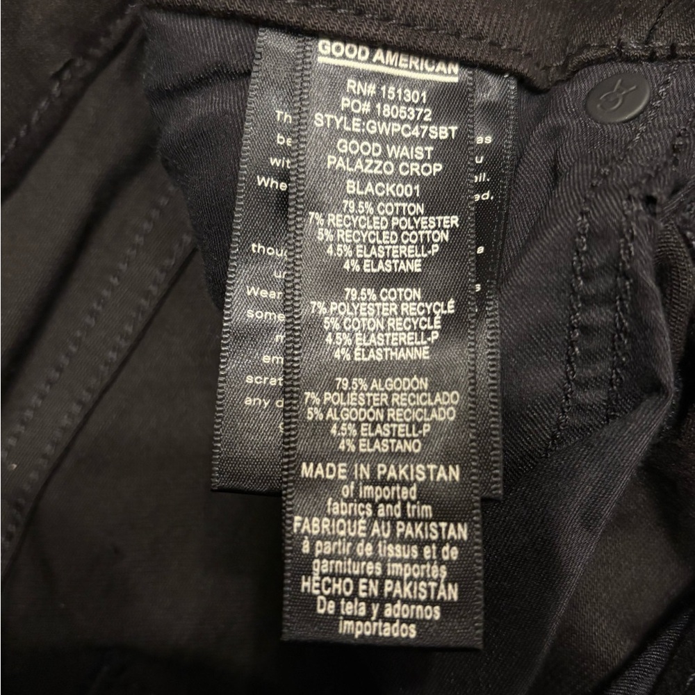NWT Good American Good Waist Black Palazzo Crop Jeans - Picture 13 of 15